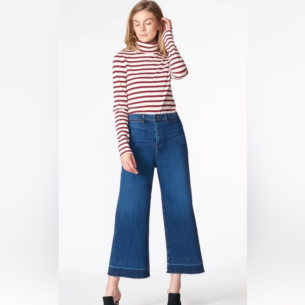 Veronica Beard  Hi Waisted Wide Leg Denim Crop Jeans Size 28